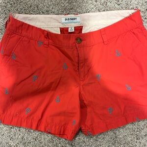 Old Navy Ladies coral shorts with anchors 12